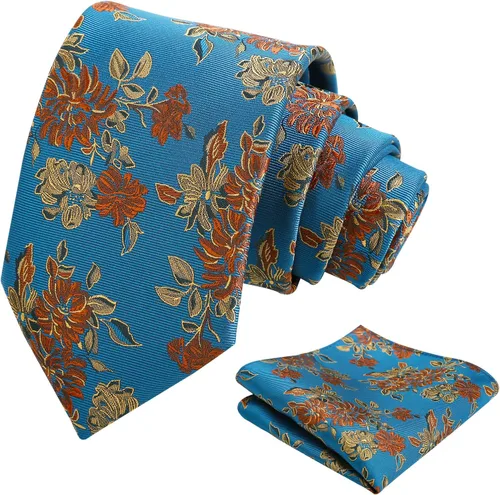 Vista 209 de Alizeal Mens 3.15inches Leaf Flower Pattern Tie with Floral Pocket Square Set