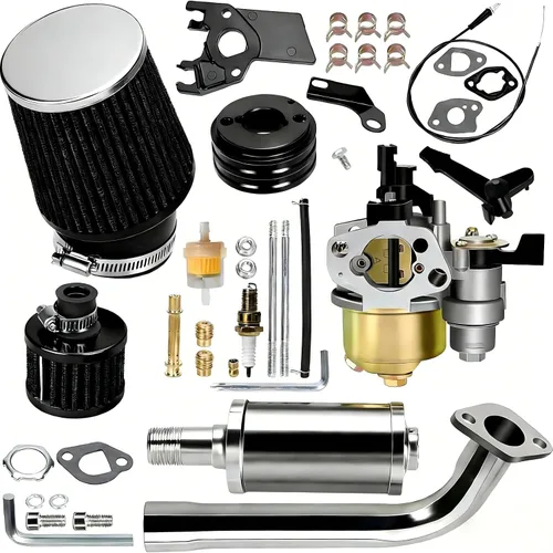 Vista 10 de YOXUFA Kit de silenciador de tubo de escape de carburador de 212 cc para Predator 212cc 224cc 196cc 200 6.5hp motor Coleman CT200U BT200X CT200U-EX
