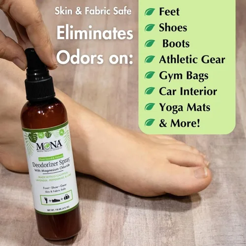 Vista 4 de MONA Desodorante en aerosol natural para zapatos, eliminador de olores de pies, desodorante de pies para pies apestosos, ambientador de automóviles