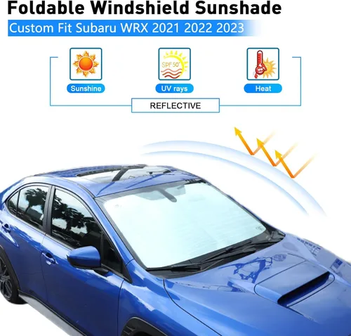 Vista 6 de Daeiclru Parasol para parabrisas de automóvil compatible con Subaru WRX 2015-2026, reflector plegable de rayos UV, parasol para ventana