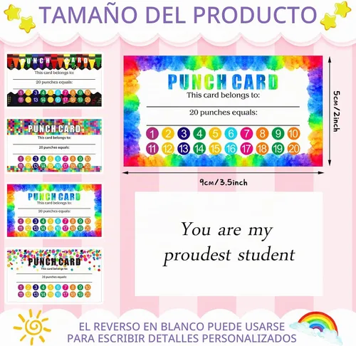 Vista 3 de Outus 320 tarjetas perforadoras para aula, 20 perforaciones