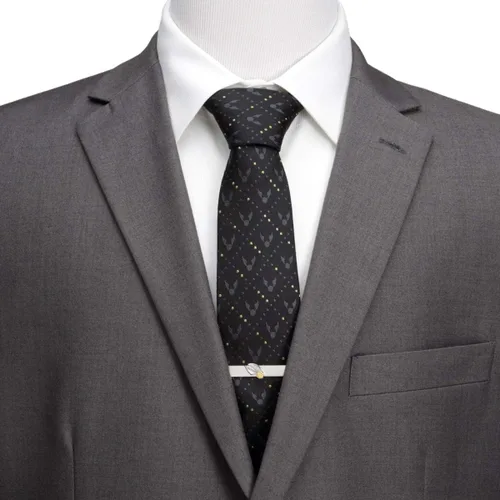 Vista 5 de Corbata de hombre de seda negra de Harry Potter Golden Snitch, Negro