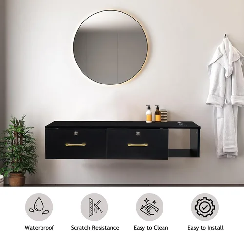 Vista 5 de Winado Estación de peluquería para estilista de peluquería, equipo de spa de salón de belleza, estación de gabinete de salón con cajón de Negro
