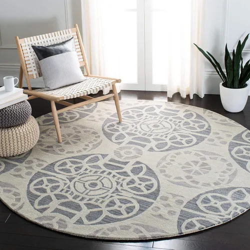 Vista 39 de SAFAVIEH Wyndham Collection - Alfombra decorativa de 2 x 3 pies, beige y azul, hecha a mano, lana moderna, ideal para zonas de alto tráfico