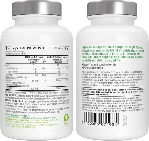Vista 7 de Igennus - Gomitas de magnesio calmantes de alta potencia de 60 mg, L-teanina 100 mg y vitamina B6 3 mg, apoyo diario para el estrés para niños