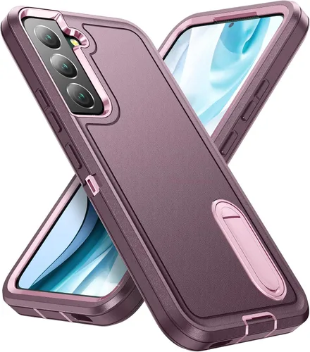 Vista 10 de Funda para Samsung Galaxy S22 Plus con función atril de 3 capas de grado militar, funda protectora de silicona resistente a prueba de golpes