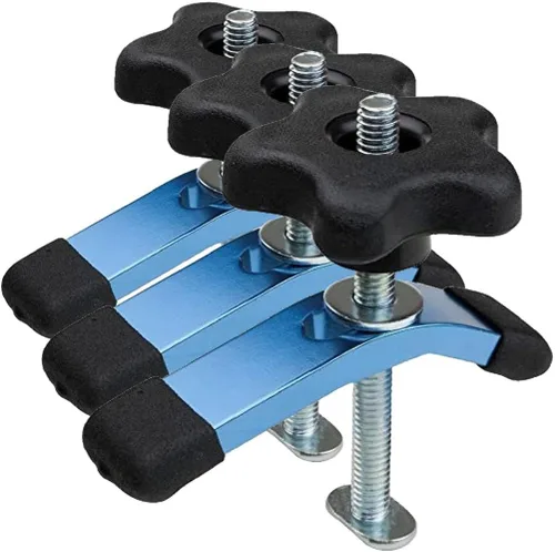 Vista 7 de POWERTEC 2 unidades, abrazadera de leva de 1/4"-20, abrazadera de palanca con pernos de riel en T de 3", abrazadera de riel en T para prensa