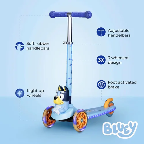 Vista 2 de Kick Scooter for Kids, 3 Wheel Self Balancing, Light Up LED Wheels