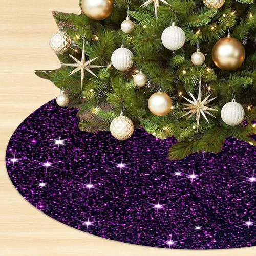Vista 12 de Faldón para árbol de Navidad con lentejuelas doradas brillantes de 21 pulgadas, faldón de terciopelo con lentejuelas para árboles delgados, collar