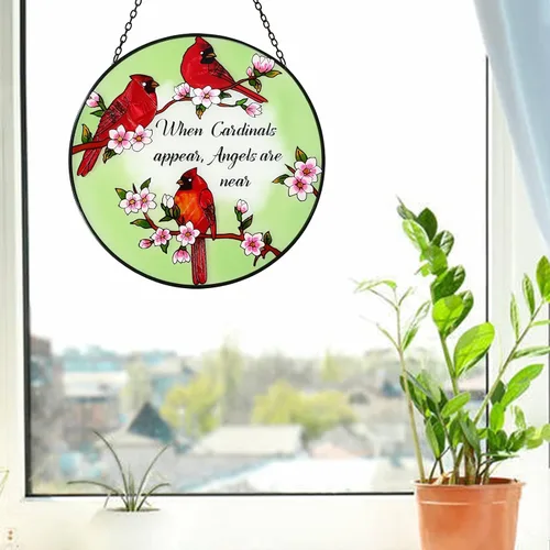 Vista 3 de Atrapasoles para colgar vidrieras de 10 pulgadas con panel de vidrio hecho a mano, decoración de ventana, regalo para mamá y abuela