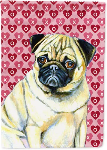 Vista 67 de Caroline's Treasures SS4484GF Bandera de jardín con diseño de bulldog inglés y corazones para el Día de San Valentín, bandera decorativa para patio