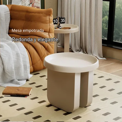 Vista 4 de Mesa auxiliar redonda, mesa auxiliar moderna, mesa decorativa de metal, mesa de centro pequeña, mesa decorativa circular única para sala de estar