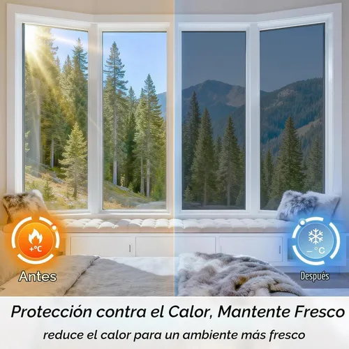 Vista 5 de DOWELL Película de privacidad unidireccional para ventana con 3 herramientas, tinte de ventana para control de calor del hogar, bloqueo solar anti