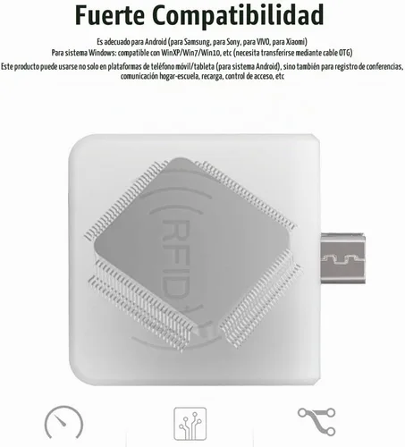 Vista 3 de Lector de tarjetas inteligentes sin contacto portátil, interfaz USB macho, IC/ID versión dual, lectura rápida de 0.2s, para PC, teléfono, tableta