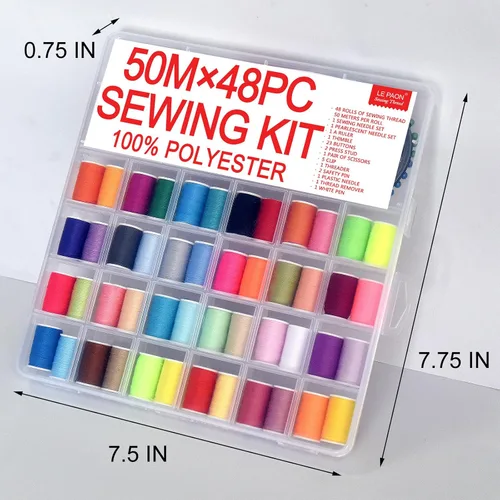 Vista 2 de 48 Kit de costura para mujeres, mamá, viajera, adultos, principiantes, emergencias, suministros de costura accesorios con tijeras, dedal, hilo