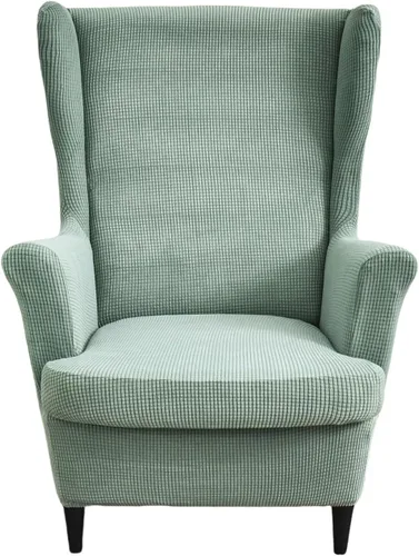 Vista 24 de NILUOH Funda para silla Wingback, 2 piezas, fundas elásticas de elastano para silla con respaldo de ala, funda lavable para sillones con respaldo