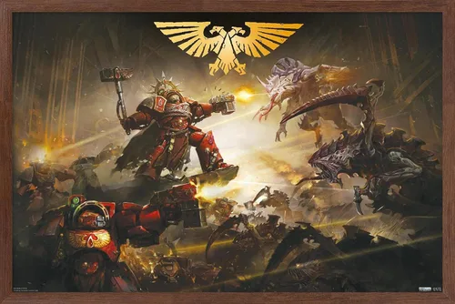 Vista 9 de Trends International Warhammer 40K - Póster de pared de la batalla de Baal, 22.4 pulgadas de largo x 14.7 pulgadas, versión enmarcada en madera