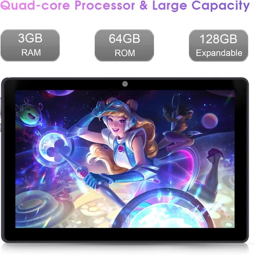 Vista 11 de WeTap Tablet Tablet Android de 10 pulgadas, tableta Android 12, 3 GB de RAM 64 GB ROM, cámara de 2 MP+8 MP, 1280 x 800 IPS, tabletas con procesador