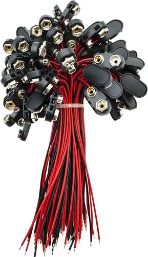 Vista 9 de Conector de batería de 9 V, 10 piezas tipo T de 9 voltios conector de hebilla de plástico duro utilizado en experimentos estudiantiles, u otros