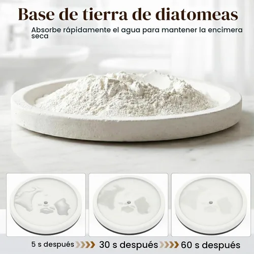 Vista 4 de Luxspire Soporte para cepillos de dientes con 5 ranuras, soporte de cepillo de dientes de acero inoxidable con base de tierra de diatomeas, soporte