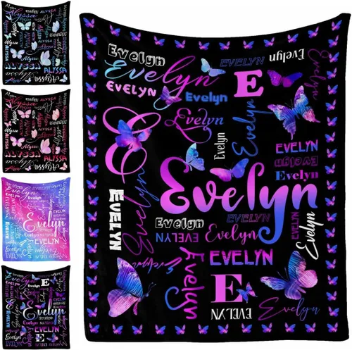 Vista 29 de Manta personalizada, 20 colores para niño y niña, manta con nombre personalizado para niños y adultos, manta de Navidad para niños y niñas