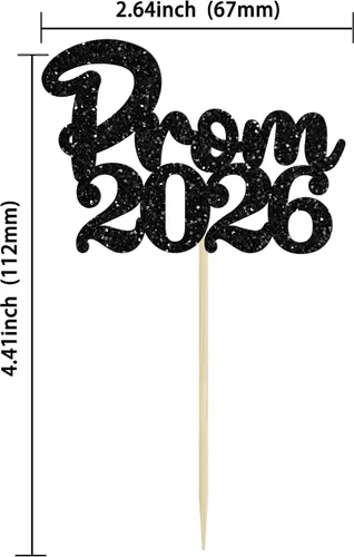 Vista 2 de Gyufise 24 piezas de decoración para cupcakes con purpurina para graduación 2026, decoración de pasteles para graduación 2026, decoración de Negro