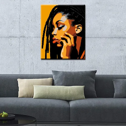 Vista 3 de Pintura por Números Afroamericana DIY Pintura Acrílica Kit de Pintura por Números para Niños Adultos Principiantes Chica Negra de Moda DIY Pintura