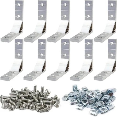 Vista 13 de 8Pcs 2020 Extrusión de Aluminio Ranura en T Bracket de Esquina Serie 20 Hardware Extruido Conector Tri 3 Vías con Tornillo de Ajuste para Perfil