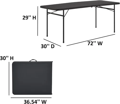 Vista 2 de Mesa plegable de plástico plegable de 6 pies (color negro)
