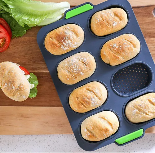 Vista 8 de Molde de silicona para baguette, antiadherente de 3 olas, pan de tostada francesa, molde para hornear, moldes de silicona perforados, molde