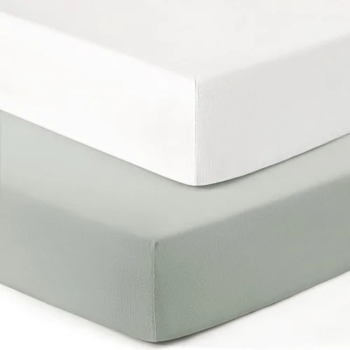 Vista 15 de GRSSDER Juego de 2 sábanas elásticas para cuna para bebé, ultra suaves, universales, se adaptan a la mayoría de las almohadillas de colchón de cuna