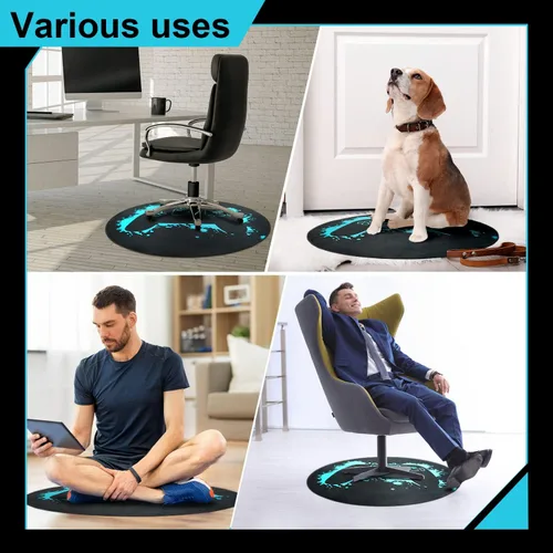 Vista 7 de Taiyin Tapete redondo para silla de juegos, tapete para silla de piso de madera dura, tapete antideslizante para habitación, hogar, oficina, 47