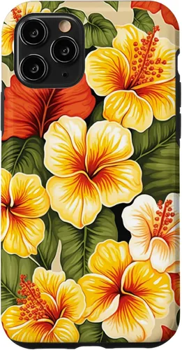 Vista 29 de Hawaiian Tropical Yellow Red Hibiscus Plumeria Case for iPhone 17