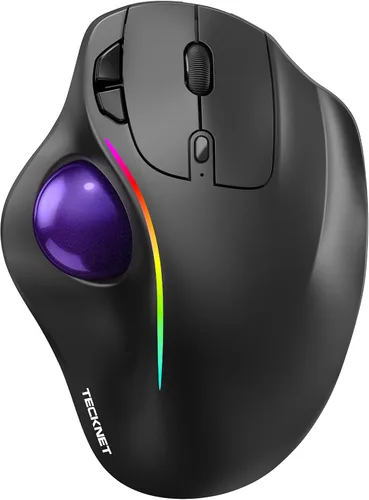 Vista 9 de TECKNET Ratón inalámbrico Trackball, ratón Bluetooth con ergonómico, negro