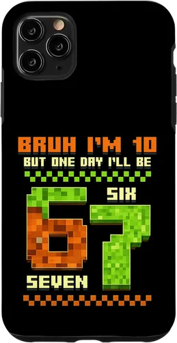 Vista 13 de Bruh I'm 10 But One-Day I'll Be 67 Retro 10th Birthday Kids Case for iPhone XR