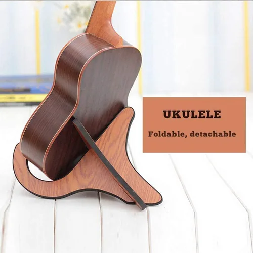 Vista 4 de Hovico Detachable Wooden Ukelele Stand, Holder Musical Instrument Stand Concert Portable Non-Slip Violin Wood Stand for Small Guitar, Violin, Banjo