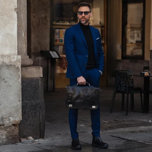 Vista 2 de Time Resistance Maletín de cuero para hombres - Maletín para laptop de cuero italiano de grano completo - Bolso de mensajero - Caja de regalo