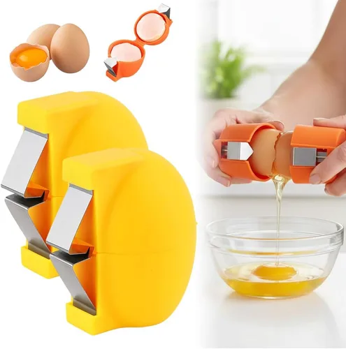 Vista 14 de Abridor de cáscara de huevo, separador de huevos de acero inoxidable para huevos crudos, herramienta de galleta, utensilios de cocina, cortador