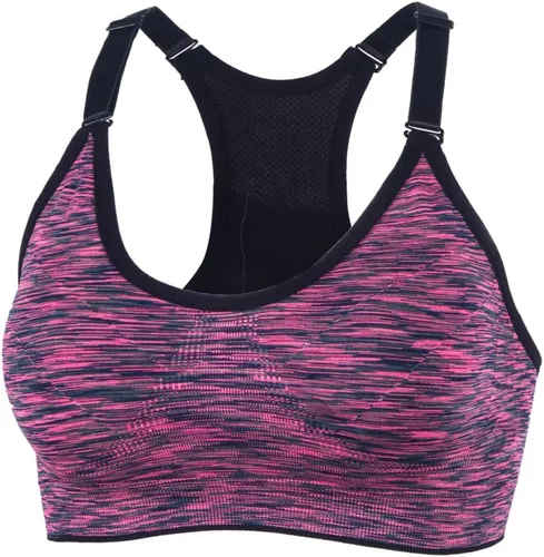 Vista 32 de Medium Support and Removable Pad Tank Top Racerback Post Surgery Sports Bras for Women Albaricoque/Negro/Gris