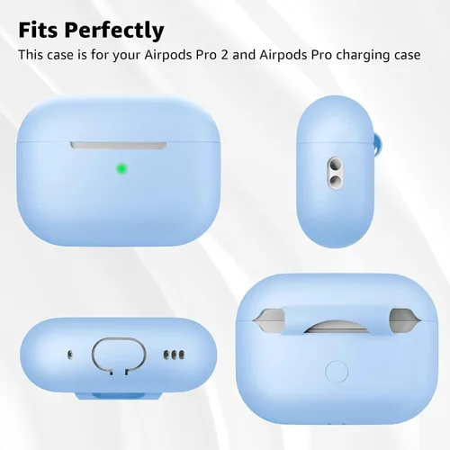 Vista 5 de Compatible con Airpods Pro 2 Case, Funda Protectora de Piel de Silicona Suave con Kit de Limpieza y Cordón Compatible para AirPod Pro de 2ª