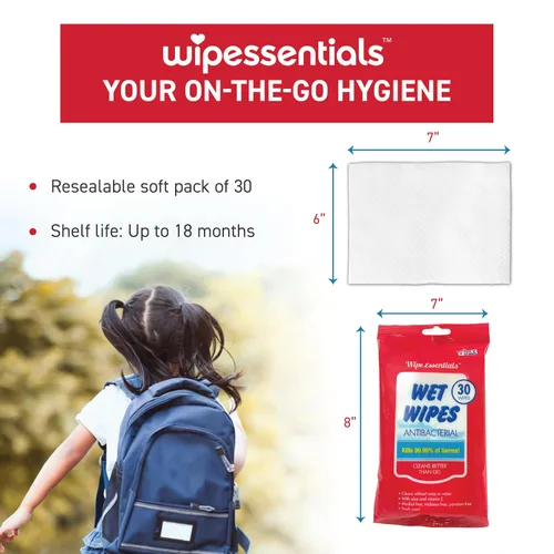 Vista 5 de Toallitas desinfectantes para manos WipeEssentials para adultos y niños - 90 toallitas - 3 paquetes de 30 toallitas desinfectantes para manos