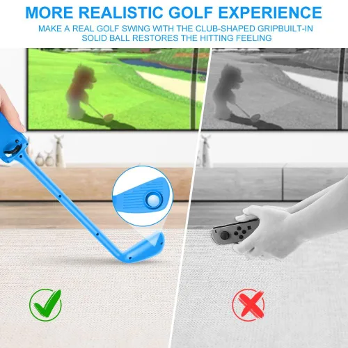Vista 3 de OKHAHA Clubs for Switch Mario Golf Super Rush Switch Golf Games, 2 Controller Grips for Super Mario Golf Switch Golf Club for Mario Golf Club for
