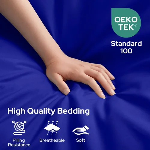 Vista 21 de HOMEIDEAS Sábanas de cama tamaño completo – Juego de 6 piezas (azul aguamarina) – Sábanas de ropa de cama de microfibra cepillada extra suave
