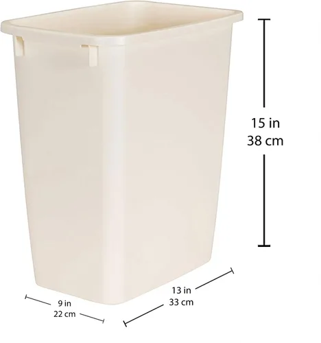 Vista 2 de Rubbermaid 21 cuartos de galón tradicional rectangular de plástico abierto papelera para cocina, baño y oficina, color bisque