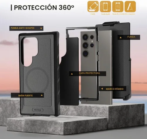 Vista 4 de MOTIVE Funda resistente para Samsung Galaxy S24 Ultra, clip para cinturón