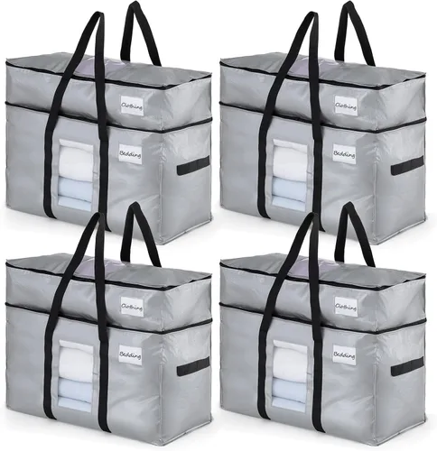 Vista 48 de TAILI - Bolsas de mudanza extra grandes, paquete de 10 bolsas negras resistentes para almacenamiento con ventana visible, asas envolventes