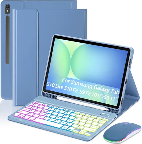 Vista 11 de EAMPANG Funda con teclado Trackpad Mouse para Samsung Galaxy Tab S10+ Plus/S9 FE+ Plus/S9+ Plus/S8+ Plus/S7 FE/S7+ Plus 12.4 pulgadas, Smart