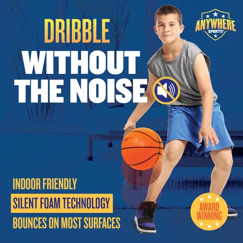 Vista 3 de Anywhere Ball, Silent Basketball, Airless Foam for Indoor Training, Dribbling, and Realistic Bounce