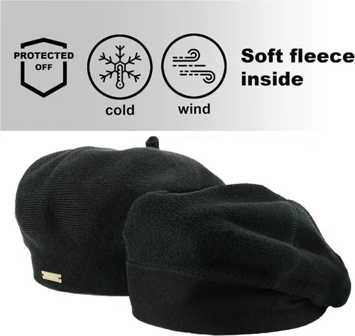 Vista 2 de Braxton - Gorro de boina de lana Boinas de punto angora de ganchillo con forro cálido Sombrero francés de París para mujer