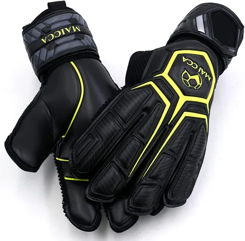 Vista 8 de Guantes de portero con látex antideslizante, guantes de portero de fútbol para adultos y jóvenes con doble protección, sin correa para la muñeca